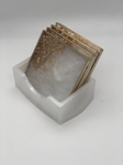 White and Gold Square Coasters