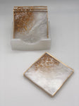 White and Gold Square Coasters