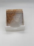 White and Gold Square Coasters