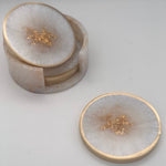 White & Gold Circle Coasters