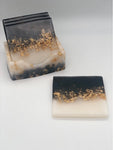 Black, White, and Gold Square Coasters
