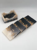 Black, White, and Gold Square Coasters