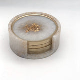 White & Gold Circle Coasters
