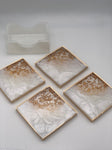 White and Gold Square Coasters